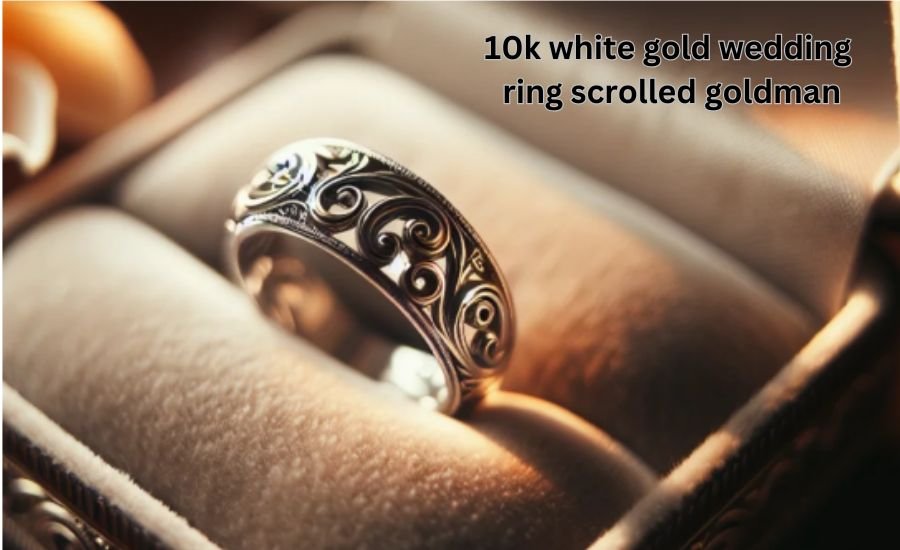 10k white gold wedding ring scrolled goldman